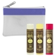 aerial view a frost white with purple trim sun bum(r) 3- pc. lip balm kit, image 1 of 2
