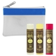 aerial view a frost white with royal blue trim sun bum(r) 3- pc. lip balm kit, image 1 of 2