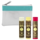 aerial view a frost white with teal trim sun bum(r) 3- pc. lip balm kit, image 1 of 2