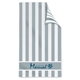 aerial view a gray double sided cabana stripe beach towel, image 1 of 2