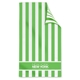 aerial view a lime green double sided cabana stripe beach towel, image 1 of 2
