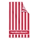 aerial view a red double sided cabana stripe beach towel, image 1 of 2