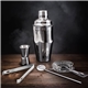 aerial view a silver/natural 7- pc cocktail shaker set, image 1 of 2
