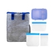 aerial view a blue lunch, sandwich and snack tote set, image 1 of 2