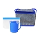 aerial view a blue soup snack cooler set, image 1 of 2