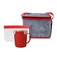 aerial view a red soup snack cooler set, image 1 of 2