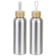 aerial view a metallic silver asbury 24 oz recycled aluminum bottle, image 1 of 2