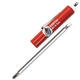 aerial view a red jumbo pocket screwdriver - reversible 3/16 standard 1 phillips blade valve stem top, image 1 of 2
