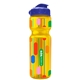 a yellow bottle & royal blue lid champion - 28 oz transparent bottle with flip lid and digital imprint
