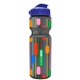 a smoke bottle & royal blue lid champion - 28 oz transparent bottle with flip lid and digital imprint