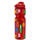 a red bottle & red lid champion - 28 oz transparent bottle with flip lid and digital imprint