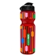 a red bottle & black lid champion - 28 oz transparent bottle with flip lid and digital imprint