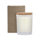 a kraft box & clear frosted jar with unscented scent niva frosted 6oz candle with cork lid