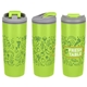 aerial view a lime green olympia 17 oz stainless steel / polypropylene tumbler with flip top lid, image 1 of 3