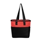 aerial view a red with black sydney 12 can cooler tote bag, image 1 of 3