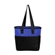 aerial view a royal blue with black sydney 12 can cooler tote bag, image 1 of 3