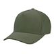 aerial view a olive with dark brown backstrap aware(tm) recycled cotton cap with leatherette backstrap, image 1 of 5