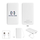 aerial view a white 10, 000 mah multi - cable power bank, image 1 of 3