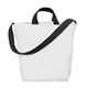 aerial view a white with black handles and strap sublime series rpet satchel tote bag, image 1 of 2