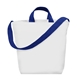 aerial view a white with blue handles and strap sublime series rpet satchel tote bag, image 1 of 2