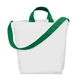 aerial view a white with green handles and strap sublime series rpet satchel tote bag, image 1 of 2