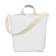 aerial view a white with natural handles and strap sublime series rpet satchel tote bag, image 1 of 2