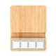aerial view a bamboo stress relief wireless charging phone stand, image 1 of 5