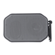 aerial view a gray mini magnet speaker with carabiner, image 1 of 2