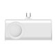 aerial view a white 5, 000 mah dual plug power bank with watch charger, image 1 of 2