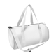 aerial view a white bag with black zipper and white handle and strap sublime series rpet duffel bag, image 1 of 2
