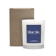 aerial view a kraft box & clear frosted jar with lemon verbena scent niva frosted candle, image 1 of 2