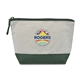 aerial view a green canvas zippered pouch, image 1 of 2