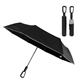 aerial view a black ridgeline 46 arc reflective umbrella with carabiner handle, image 1 of 2