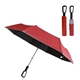 aerial view a red ridgeline 46 arc reflective umbrella with carabiner handle, image 1 of 2