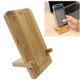 a group of bamboo wireless charger phone stand