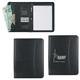 a group of leather look zippered portfolio with calculator
