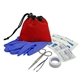 aerial view a red garyline(r) cinch tote - pet care kit, image 1 of 2