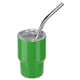 aerial view a green mini belmont 3 oz double - wall stainless steel tumbler with straw, image 1 of 2
