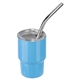 aerial view a light blue mini belmont 3 oz double - wall stainless steel tumbler with straw, image 1 of 2