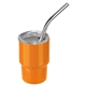 aerial view a orange mini belmont 3 oz double - wall stainless steel tumbler with straw, image 1 of 2