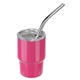 aerial view a pink mini belmont 3 oz double - wall stainless steel tumbler with straw, image 1 of 2