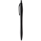 aerial view a black w/ black trim with black ink black hourglass shaped click pen, image 1 of 2