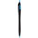 aerial view a black w/ sky blue trim with black ink black hourglass shaped click pen, image 1 of 2