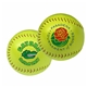 a group of optic yellow synthetic leather softball