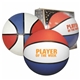 a group of 29 full - size red / white / blue rubber basketball