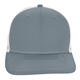 aerial view a charcoal/ white snapback meshback trucker cap, image 1 of 4