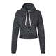 aerial view a black leopard triblend j. america womens crop hooded sweatshirt, image 1 of 3