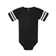 aerial view a black solid/ white rabbit skins infant football bodysuit, image 1 of 3