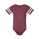 aerial view a vintage burgundy/ white rabbit skins infant football bodysuit, image 1 of 3