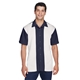 aerial view a navy/ cream harriton - mens two - tone camp shirt, image 1 of 7